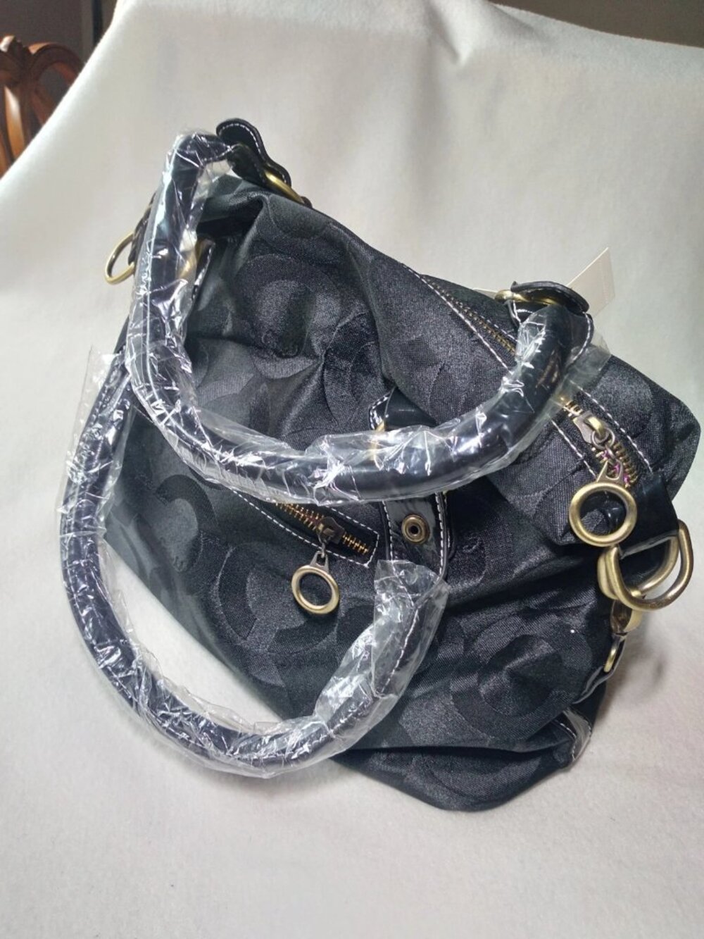 Vintage Authentic Coach Satchel with Removable Strap Leather Trim New with Tags - Picture 3 of 12